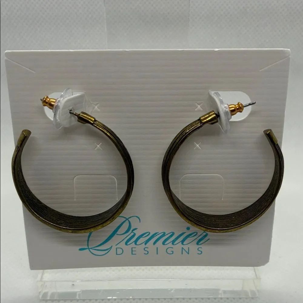 3For$20 Premier Designs Bronze Ombre Crescent Textured Hoop Earrings